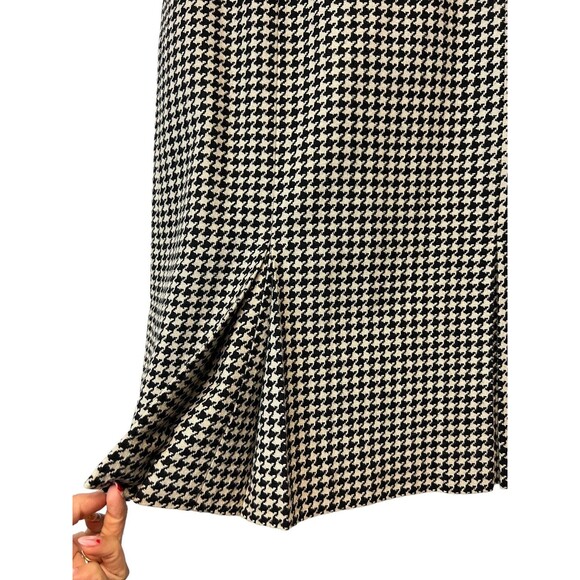 Eddie Bauer Wool Blend Slit Pleats Black & White Houndstooth Skirt Lined Size 6 - Picture 4 of 12